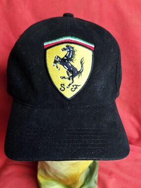 SCUDERIA FERRARI HAT CAP STRAP BACK ONE SIZE BLACK F1 FORMULA 1RACING SHELL